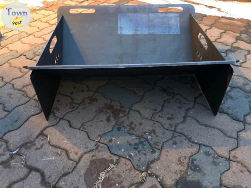 Photo of Solid Steel Fire Pit 32”x26”, self standing, portable, slides together, folds flat to less than 1”