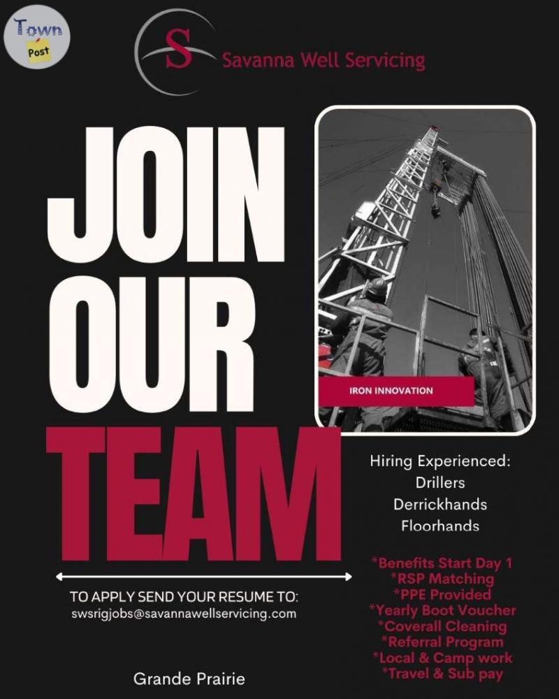 Photo of Hiring: Service Rig Drillers/Operators & Derrickhands & Floorhands (Grande Prairie, AB)