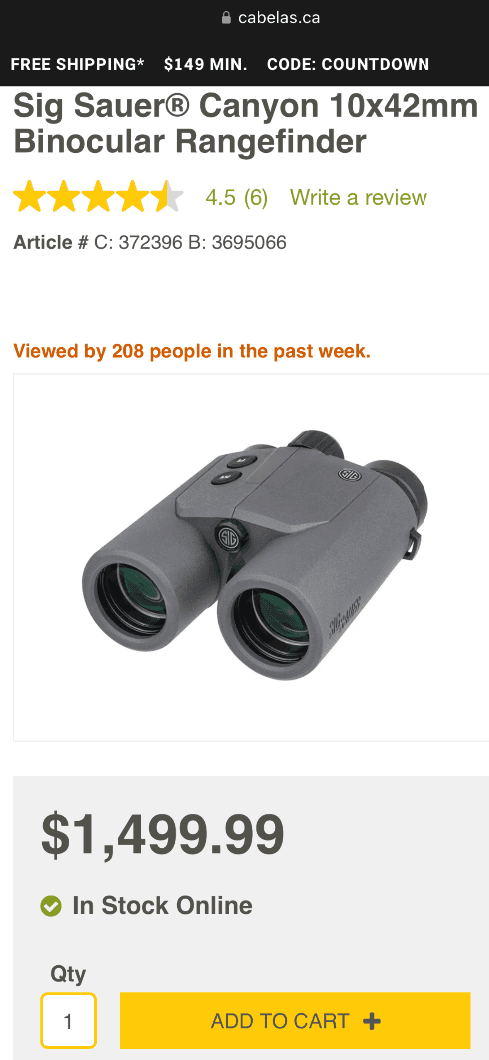 Photo of sig sauer canyon range finding binoculars 